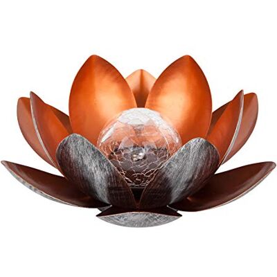 Dehner Lotus, zonnelamp, diameter 27,5 cm, hoogte 12 cm, metaal, zilver/rood Dehner Lotus, zonnelamp, diameter 27,5 cm, hoogte 12 cm, metaal, zilver/rood