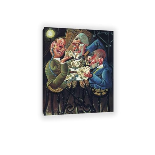 LZ6J8C9 Otto Dix Prints-Otto Dix Poster-De Skat Players-Abstract Expressionisme Schilderen-Muurschildering Canvas Posters Moderne Slaapkamer Decor 60 x 78 cm Binnenframe