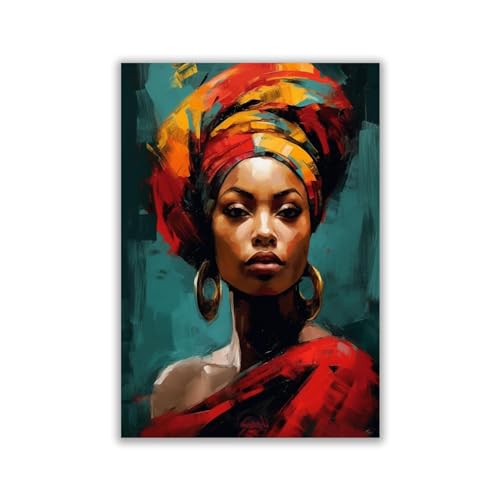 IEPOZWA Afro-Amerikaanse kunst aan de muur, heimwee Afrikaanse vrouw zwarte koningin poster Afrikaans zwart meisje kunst schilderijen, zwarte vrouw boho muurfoto's voor badkamerdecoratie 50 x 70 cm