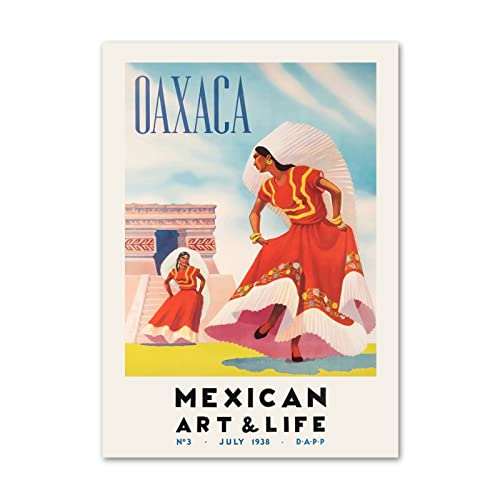 BBAUER Mexicaanse Artlife Oaxaca Vintage Poster Mexico Wall Art Mexico Prints Pop Art Canvas Schilderij voor Home Mexico Stijl Decor Foto's 50x70cm Geen Frame