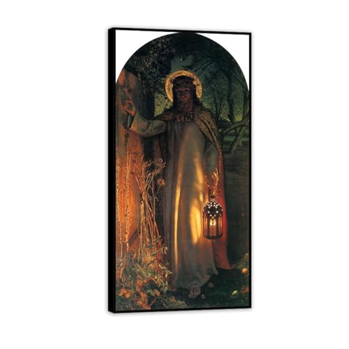 RYLJCZ The Light Holman Hunt beroemde canvas prints beroemde schilderijen reproducties ingelijste schilderij poster Giclee muurdecoratie klaar om op te hangen, 50 x 100 cm (19,7 x 39,4 inch)