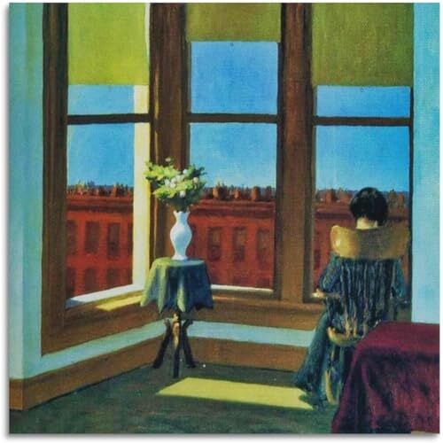 KEYGEM Edward Hopper Poster《Brooklyn Room》Canvas kunst aan de muur Edward Hopper drukt Edward Hopper schilderij voor thuis Wall Decor foto 50x50cmx1 geen frame