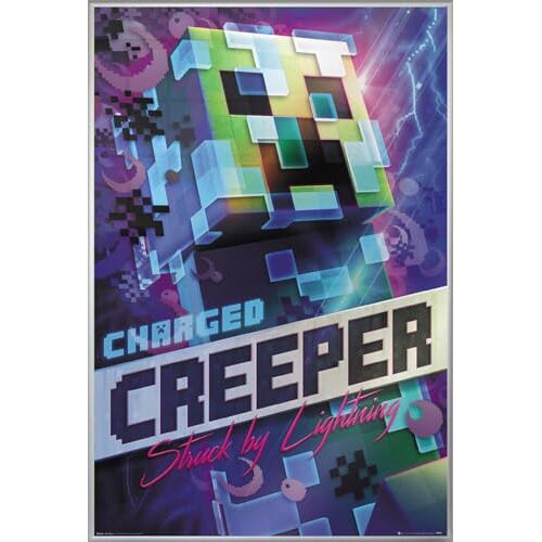 Close Up Minecraft Ingelijste poster (Charged Creeper) (afmetingen: 61 cm x 91,5 cm)