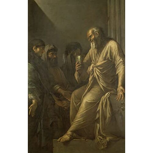 MHFFDYIV Beroemde Poster en Print Beroemde Olieverf De Dood van Socrates door Salvator Rosa voor Home Decor 60x90cm