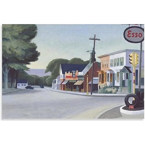 LATAFA Edward Hopper Poster en Prints Edward Hopper Street Landschap Wall Art Edward Hopper Canvas schilderij voor thuis muur decor foto 40x60cm geen frame