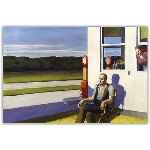 LATAFA Edward Hopper Poster En Prints Edward Hopper《Four Lane Road, 1956》Wall Art Edward Hopper Canvas schilderij voor home decor foto's 60x80cmx1 Geen frame