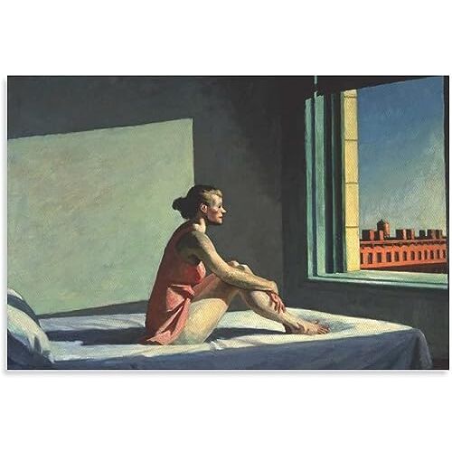 LATAFA Edward Hopper Poster en Prints Edward Hopper Morning Sun Wall Art Edward Hopper Canvas schilderij voor woonkamer Decor foto's 60x80cmx1 Geen frame