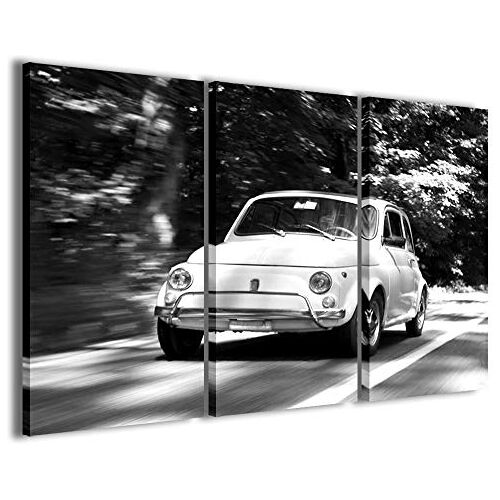 Stampe su Tela Canvasafbeelding, Old Car Fiat 500, moderne afbeeldingen uit 3 panelen, kant-en-klaar om op te hangen, 120 x 90 cm