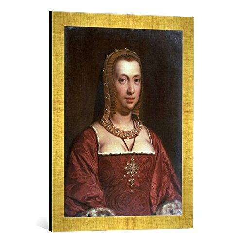 kunst für alle Ingelijste foto van Königin Anne de Bretagne "Anne de Bretagne/Schilder", kunstdruk in hoogwaardige handgemaakte fotolijst, 40x60 cm, Gold Raya
