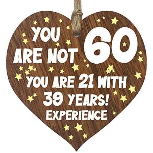 Stuff4 60e verjaardagscadeau voor vrouwen mannen houten hartplaat donker hout bord aandenken gelukkige verjaardag moeder vriendin papa vrouw vriend moeder geschenk mama geschenk mama verjaardag