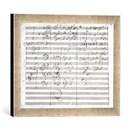 kunst für alle Ingelijste afbeelding van Ludwig Van Beethoven Score for The 3rd Movement of The 5th Symphony, kunstdruk in hoogwaardige handgemaakte fotolijst, 40 x 30 cm, zilver Raya