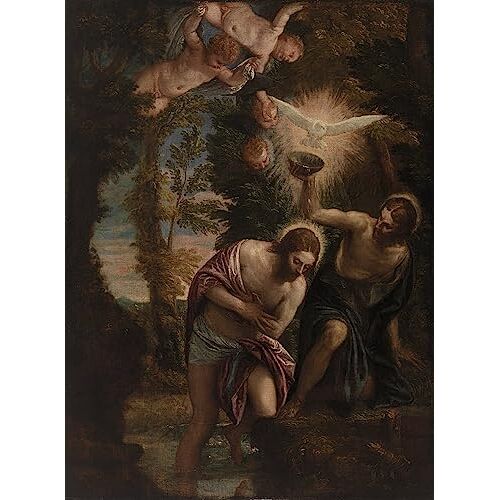 MHFFDYIV Beroemde Poster en Print Beroemde Olieverfschilderij Doop van Christus door Paolo Veronese voor Home Decor 60x90cm