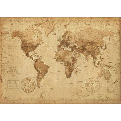empireposter Landkaarten antieke stijl mini poster landkaarten wereldkaarten grootte 50x40 cm
