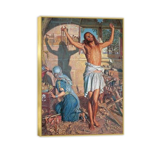 RYLJCZ The Shadow Holman Hunt beroemde canvas prints beroemde schilderijen reproducties ingelijste schilderij poster Giclee muurdecoratie klaar om op te hangen, 70 x 98 cm (27,6 x 38,5 inch)