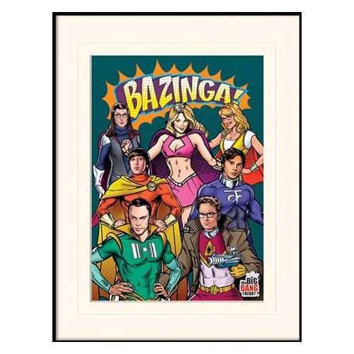 empireposter Big Bang Theory Superheroes Ingelijste Poster Afmeting 30x40 cm