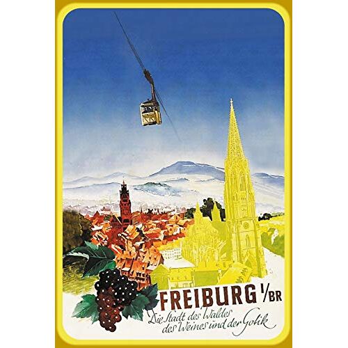 Schatzmix Freiburg de stad van het bos, wijn & de gotiek metalen bord 20x30 metalen bord, blik, meerkleurig, 20x30 cm