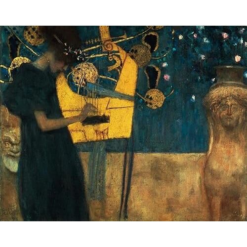 MHFFDYIV Beroemde Poster en Print Beroemde Olieverfschilderij Die Musik Door Gustav Klimt voor Home Decor 60x90cm