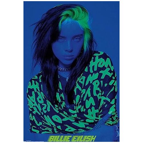 Generic Billie Eilish Poster Amerikaanse zangeres blauwe foto muurkunst foto A4