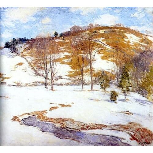 MHFFDYIV Beroemde Poster en Print Beroemde Olieverfschilderij Sneeuw in de uitlopers Willard Leroy Metcalf voor Home Decor 60x90cm