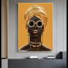 dsdsgog Zwarte Vrouw Met Zonnebril Schilderen Op De Muur Moderne Decor Canvas Muur Art Pictures Cuadros Geel Afrikaanse Vrouw Posters 60x80cm Frameloos