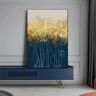 dsdsgog Wall Art Blauwe Bomen met Gouden Bladeren Posters Prints Canvas Schilderij Abstracte Luxe Foto's voor Woonkamer Woondecoratie Kunst 80 x 110 cm Frameloos