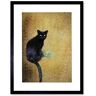 Wee Blue Coo Photo Composition Cat Black Flower Yellow Cool Picture Framed Wall Art Print