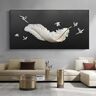 dsdsgog Witte vogel veer schilderij prints canvas posters minimale muurkunst moderne luxe foto voor woonkamer woondecoratie posters 70 x 140 cm frameloos