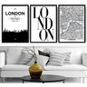 ART London Skyline Street Map City Prints 3-delige set, 30 cm breedte x 40 cm hoogte