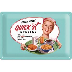 ART Retro Tin Sign – Kellogg's Quick K Menu – Gift idea for fans of nostalgia, Metal Plaque, 20 x 30 cm ART Retro Tin Sign – Kellogg's Quick K Menu – Gift idea for fans of nostalgia, Metal Plaque, 20 x 30 cm