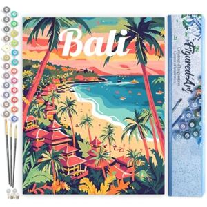 ART Schilderen op Nummer Volwassenen canvas Reisposter Bali- Handwerk acrylverf Kit DIY Compleet 40x50cm zonder frame ART Schilderen op Nummer Volwassenen canvas Reisposter Bali- Handwerk acrylverf Kit DIY Compleet 40x50cm zonder frame