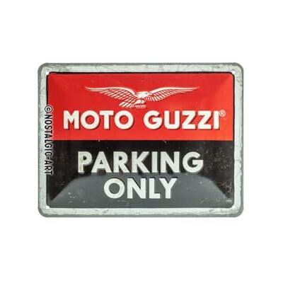 ART Metalen Retro Bord, Moto Guzzi – Parking Only – Geschenkidee voor motorfans, van metaal, Vintage ontwerp voor decoratie, 15 x 20 cm ART Metalen Retro Bord, Moto Guzzi – Parking Only – Geschenkidee voor motorfans, van metaal, Vintage ontwerp voor decoratie, 15 x 20 cm