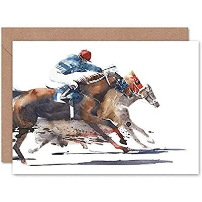 Wee Blue Coo Racing Paarden Met Jockey Wenskaart Met Envelop Binnen Premium Kwaliteit Wee Blue Coo Racing Paarden Met Jockey Wenskaart Met Envelop Binnen Premium Kwaliteit