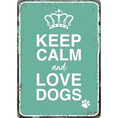Plenty Gifts waakbord Keep Calm Love Dogs decoratief metalen bord voor hondenliefhebbers 14,8x21 cm Plenty Gifts waakbord Keep Calm Love Dogs decoratief metalen bord voor hondenliefhebbers 14,8x21 cm