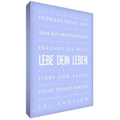Little Helper LVLF128-14G Feel Good Art wandversiering van sterk canvas in moderne typografische stijl "Lebe dein Leben", 30 x 20 cm, lichtblauw Little Helper LVLF128-14G Feel Good Art wandversiering van sterk canvas in moderne typografische stijl "Lebe dein Leben", 30 x 20 cm, lichtblauw