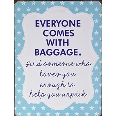 La Finesse Decoratieve Hangende Beschilderde Metalen Muur Plaque/Teken, Everyone Comes with Baggage. La Finesse Decoratieve Hangende Beschilderde Metalen Muur Plaque/Teken, Everyone Comes with Baggage.