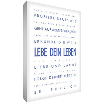 Little Helper LVLF128-04RG Feel Good Art wandversiering canvas, 30 x 20cm, blauw met wit Little Helper LVLF128-04RG Feel Good Art wandversiering canvas, 30 x 20cm, blauw met wit