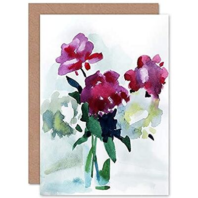 Wee Blue Coo Flower Watercolour Peonies Greeting Card With Envelope Inside Premium Quality Wee Blue Coo Flower Watercolour Peonies Greeting Card With Envelope Inside Premium Quality