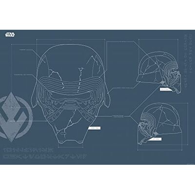 Komar Star Wars EP9 Blueprint Kylo Helmet grootte: 70 x 50 cm , muurschildering, poster, kunstdruk (zonder lijst) Komar Star Wars EP9 Blueprint Kylo Helmet grootte: 70 x 50 cm , muurschildering, poster, kunstdruk (zonder lijst)