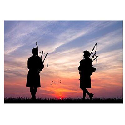 Wee Blue Coo foto Mock Up Silhouet Sunset Schotse Pipers Wall Art Print Wee Blue Coo foto Mock Up Silhouet Sunset Schotse Pipers Wall Art Print