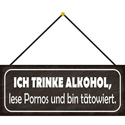 Schatzmix Alcohol Pornos getatoeëerd metalen bord 27x10 cm wanddecoratie met koord metalen bord, blik, meerkleurig Schatzmix Alcohol Pornos getatoeëerd metalen bord 27x10 cm wanddecoratie met koord metalen bord, blik, meerkleurig