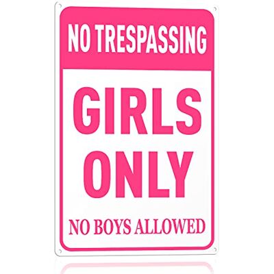 BEKUGART N A Girls Bedroom Sign Funny No Trespassing Girls Only metalen tinnen bord wanddecoratie roze geen jongens toegestaan slaapkamerdeur, 20 x 30 cm BEKUGART N A Girls Bedroom Sign Funny No Trespassing Girls Only metalen tinnen bord wanddecoratie roze geen jongens toegestaan slaapkamerdeur, 20 x 30 cm