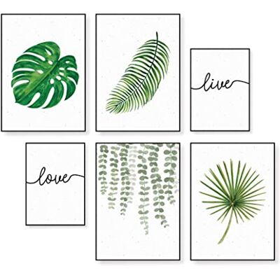 HappyMots Decoratieve posters, 6 stuks, 4 in A3 en 2 in A4, verschillende motieven, kamerdecoratie, decoratieve afbeeldingen zonder lijst HappyMots Decoratieve posters, 6 stuks, 4 in A3 en 2 in A4, verschillende motieven, kamerdecoratie, decoratieve afbeeldingen zonder lijst