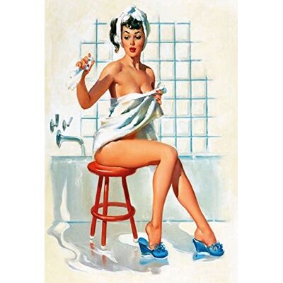Schatzmix Metalen bord Pinup Girl vrouw badkamer metalen bord wanddecoratie 20x30 cm tin teken Schatzmix Metalen bord Pinup Girl vrouw badkamer metalen bord wanddecoratie 20x30 cm tin teken