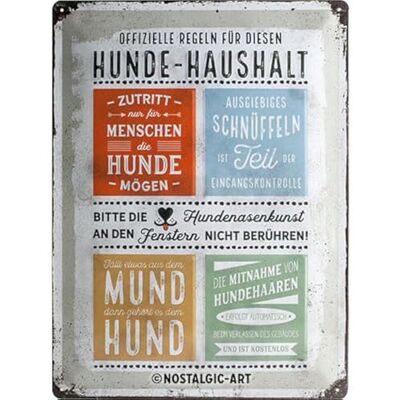 ART Retro Tin Sign – Hunde-Haushalt Regeln – Cadeauidee voor hondenbezitters, Metalen Plaque, 30 x 40 cm ART Retro Tin Sign – Hunde-Haushalt Regeln – Cadeauidee voor hondenbezitters, Metalen Plaque, 30 x 40 cm