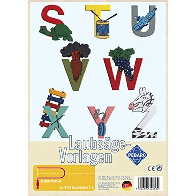 Pebaro Bladerzaagsjabloon van multiplex motief letters S-Z, hout, DIN A4 Pebaro Bladerzaagsjabloon van multiplex motief letters S-Z, hout, DIN A4