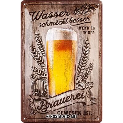 ART Retro metalen bord, 20 x 30 cm, water smaakt beter – cadeau-idee voor bierfans, van metaal, vintage design met spreuk ART Retro metalen bord, 20 x 30 cm, water smaakt beter – cadeau-idee voor bierfans, van metaal, vintage design met spreuk