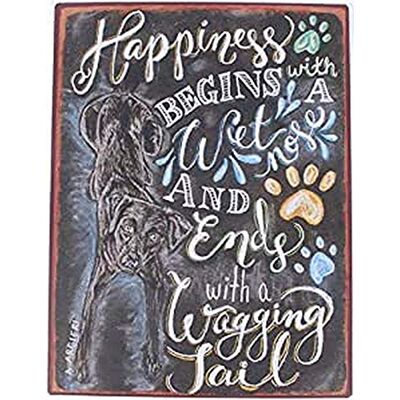 La Finesse Decoratieve Hangende Beschilderde Metalen Muur Plaque/Teken, Happiness Begins with… La Finesse Decoratieve Hangende Beschilderde Metalen Muur Plaque/Teken, Happiness Begins with…