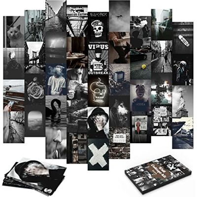 LOVEDMORE Grunge Esthetische Muur Collage Kit 40 stuks 4x6 inch Donker & Zwart Foto Set voor Slaapzaal & Slaapkamer Kamer Decor LOVEDMORE Grunge Esthetische Muur Collage Kit 40 stuks 4x6 inch Donker & Zwart Foto Set voor Slaapzaal & Slaapkamer Kamer Decor