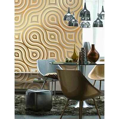 Komar fotobehang MEANDER 368 x 254 cm behang, wand, decoratie, wandbedekking, wanddecoratie, wanddecoratie, vormspel, retro-look, goud-zilver 8-940 Komar fotobehang MEANDER 368 x 254 cm behang, wand, decoratie, wandbedekking, wanddecoratie, wanddecoratie, vormspel, retro-look, goud-zilver 8-940