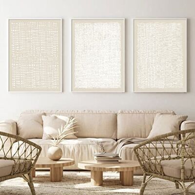 Wallvelart Abstract beige canvas muurkunst Boho Mid Century moderne prints lijnkunst schilderijen wit groot kunstwerk poster neutrale minimalistische afbeelding 40 x 51 cm x 3 zonder lijst Wallvelart Abstract beige canvas muurkunst Boho Mid Century moderne prints lijnkunst schilderijen wit groot kunstwerk poster neutrale minimalistische afbeelding 40 x 51 cm x 3 zonder lijst